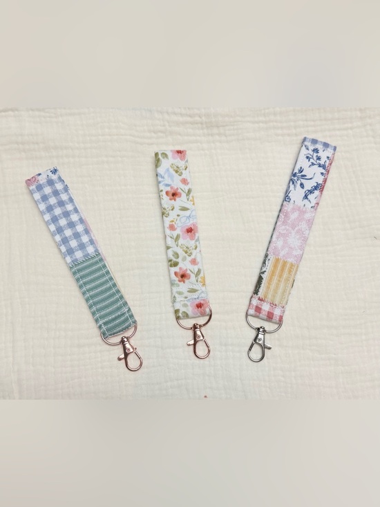 Handmade Accessories - Handmade Patchwork Pink Multi Wristlet Key & Card Holder Strap 3 Pieces
